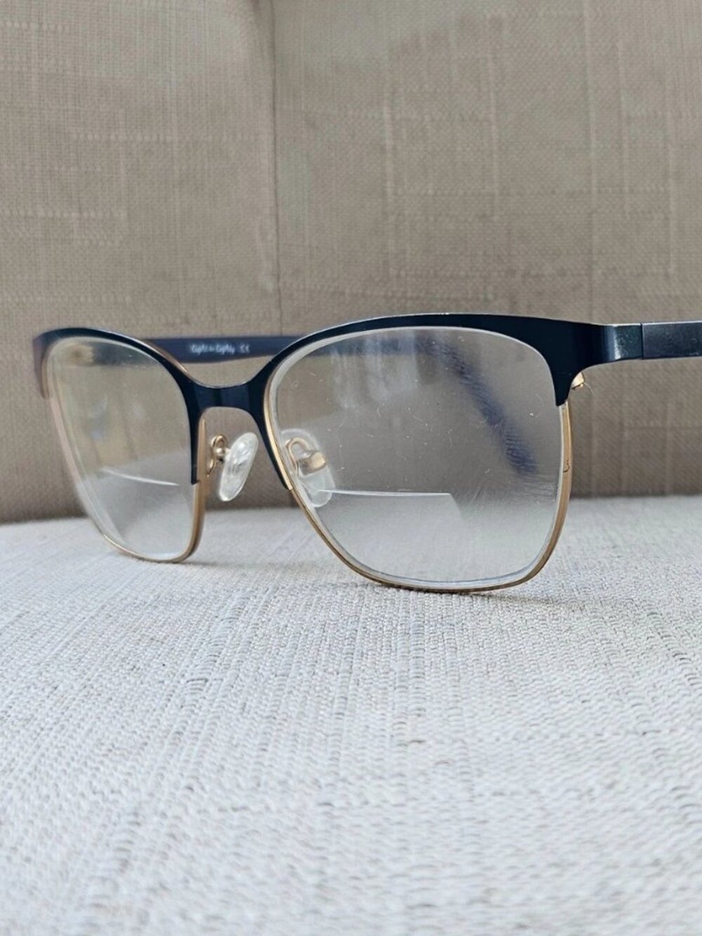 Eight to Eighty Women Eyeglasses Frame Hazel Blue Gold Tone Eyewear Glasses
